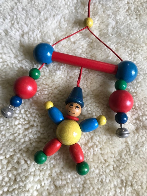 Houten Klem Kleine Mensen Speelgoed Beans Bells Clown Happy Etsy