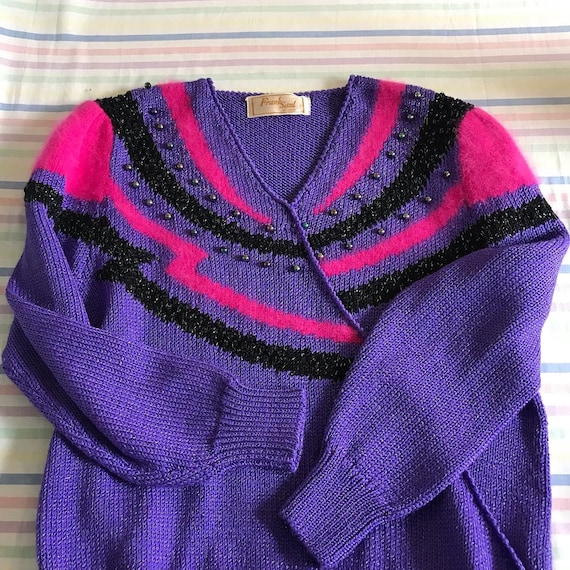 Frank Saul amazing vintage, beaded jumper. Purple… - image 1