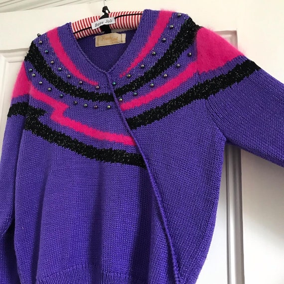 Frank Saul amazing vintage, beaded jumper. Purple… - image 6