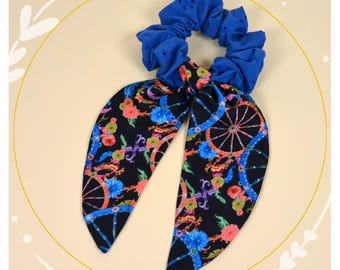 Sangallo cotton scrunchie with Sicilian-style ribbon.