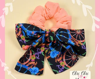 Sangallo cotton scrunchie with Sicilian-style ribbon.