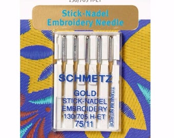 Schmetz 75/11 Gold Titanium Embroidery Needles