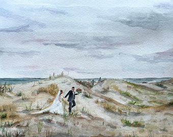 Peinture de mariage aquarelle personnalisée, cadeau d'anniversaire