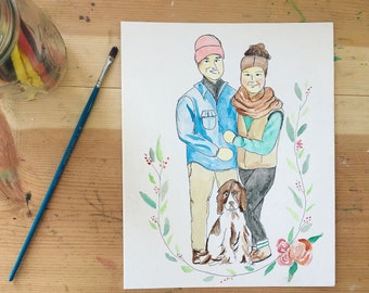 Watercolor family portrait. Custom family portrait. custom painting. watercolor painting. custom cards. watercolor family portrait.