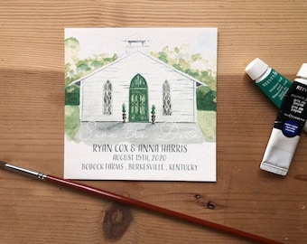 Custom Watercolor Venue Save the Date (PDF File)