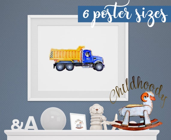 Truck Print Construction Nursery Wall Art Boys Room Decor Etsy