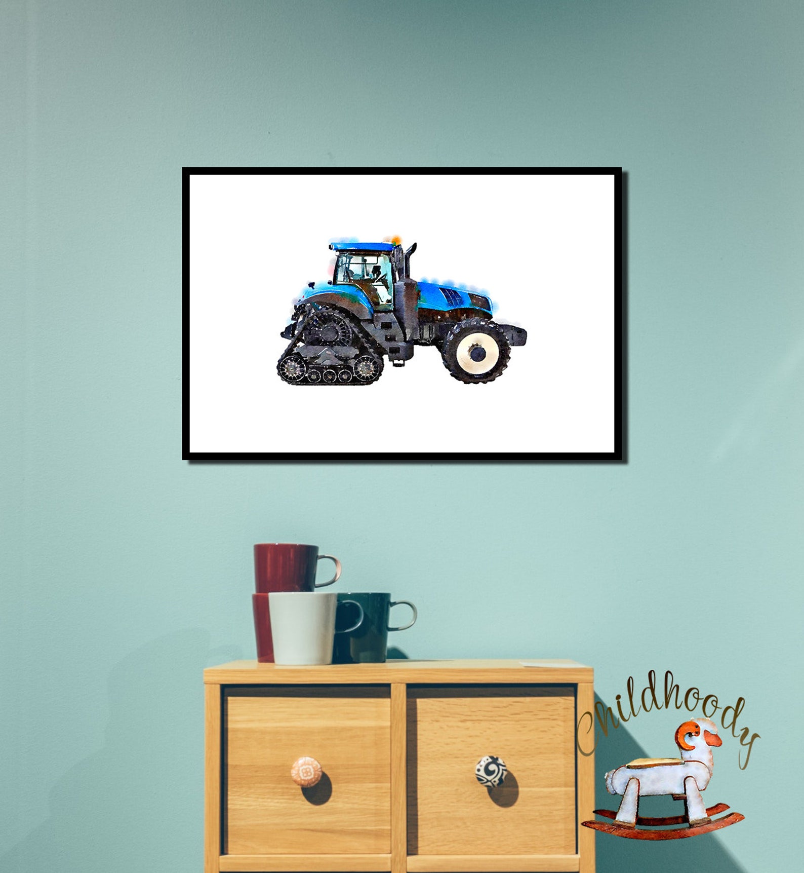 Tractor print for kids room Nursery Transportation Wall Decor Etsy