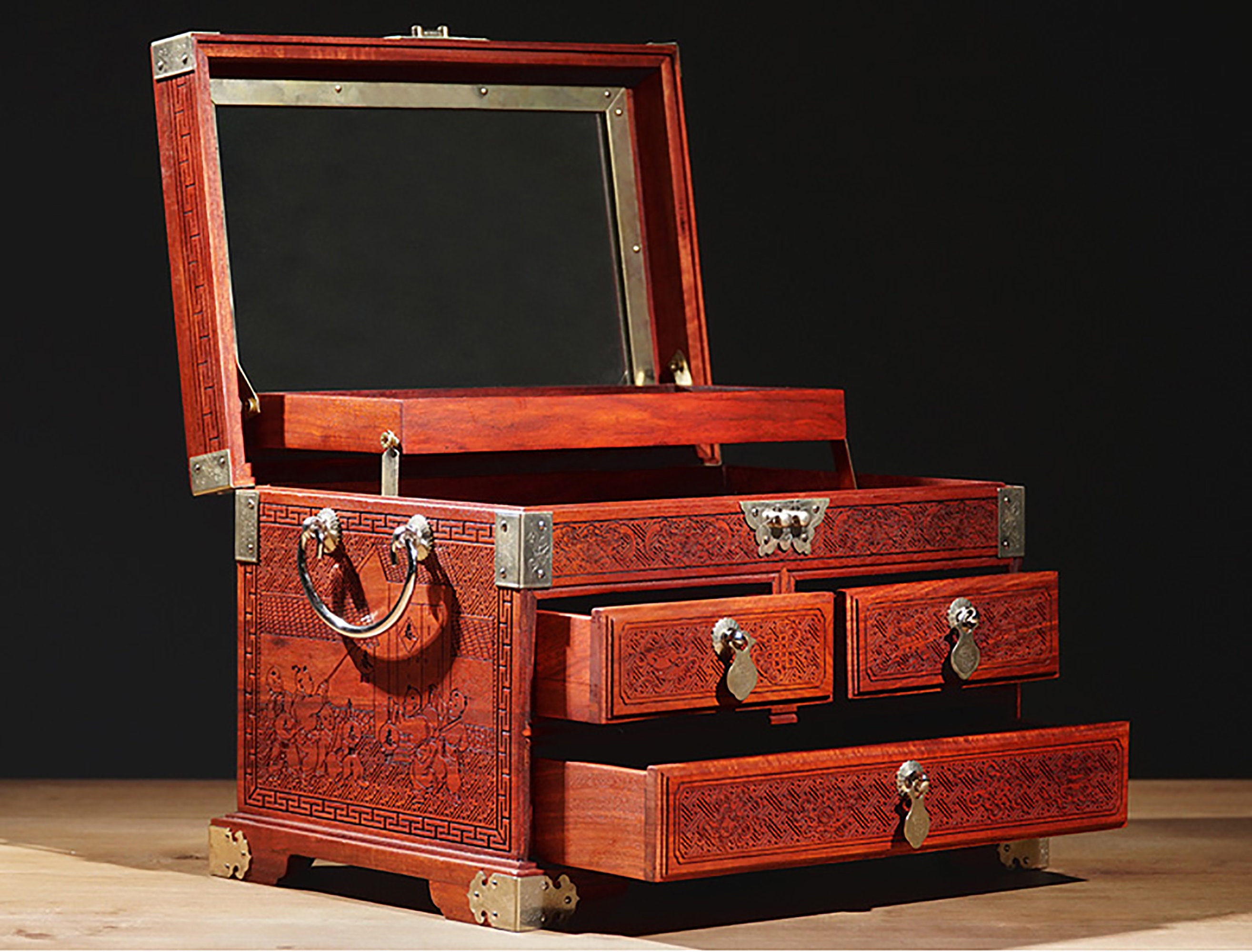 Jewelry Box Chinese Ancient style artisan's chest hand Etsy