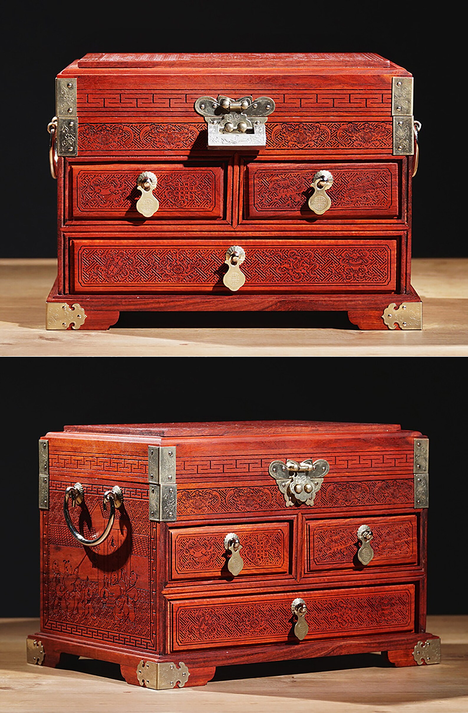 Jewelry Box Chinese Ancient style artisan's chest hand Etsy