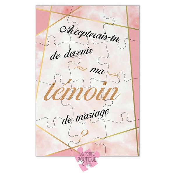 Puzzle Témoin Femme qualité premium|Demande témoin|Puzzle demande témoin|puzzle témoin mariage|Demande originale|Témoin femme