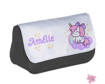 Customizable unicorn kit first name or small text - 4 colors to choose from - School kit - Coin purse - Makeup bag - Child gift