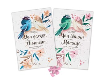 Puzzle asks witness - bridesmaid - bridesmaid -witness of pacs 2 choice colors Wedding Witness - Wedding Announcement Puzzle