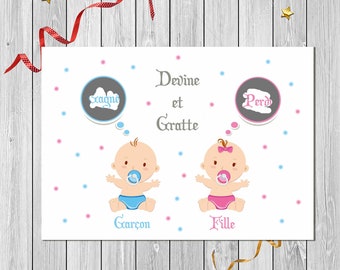 SCRATCH boy or girl announcement card. Original listing. Surprise. Baby gender announcement. Pregnancy | card scratching. Surprise girl boy