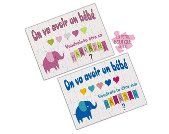 PUZZLE demande parrain/marraine,annonce bébé,on va avoir un BEBE,veux tu être marraine,veux tu être parrain| La petite boutique à clic