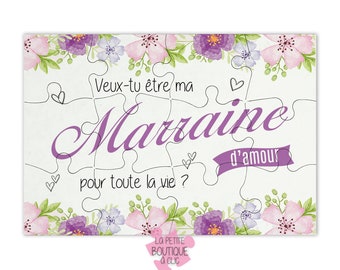 Marraine Puzzle Pregnancy Announcement Request godmother Puzzle asks Godmother-puzzle flowers Original request