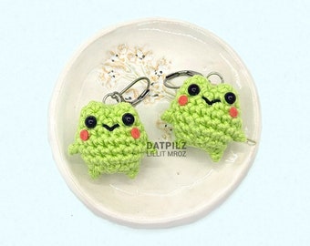 Amigurumi Earrings - Frog - turquoise