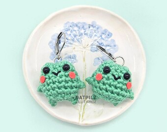 Amigurumi Earrings - Frog - turquoise