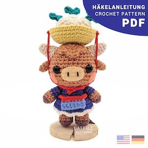 Häkelanleitung PDF - Amigurumi - Rosalie die Rüben verkaufende Kuh
