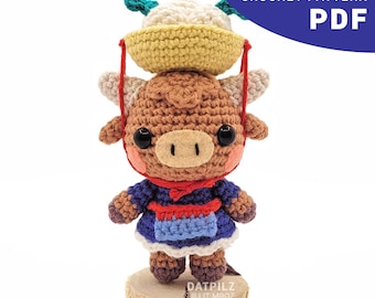 Crochet Pattern PDF - Amigurumi - Rosalie The Turnips Selling Cow