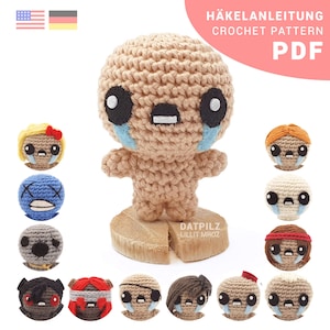 May include: Crochet pattern PDF for making a crying character with different expressions. The pattern is available in English and German. The pattern is by Datpilz Lillit Mroz.