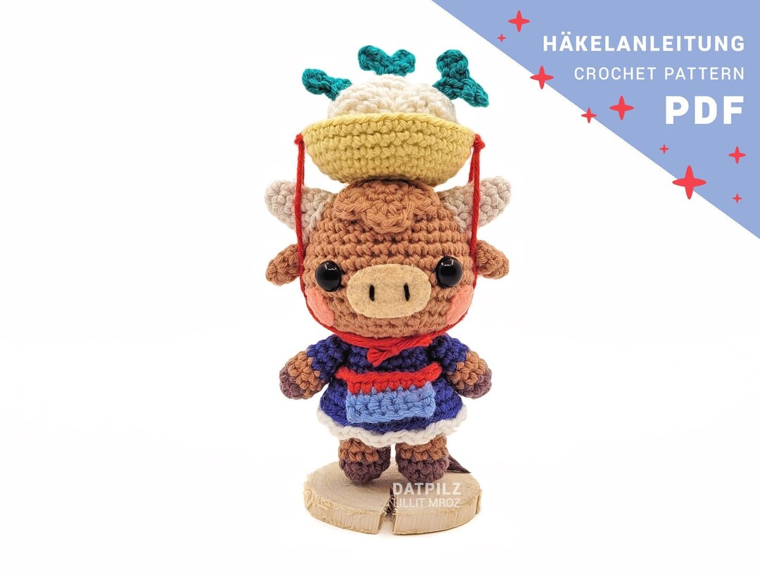 Crochet Pattern Amigurumi Rosalie the Turnips Selling Cow Etsy