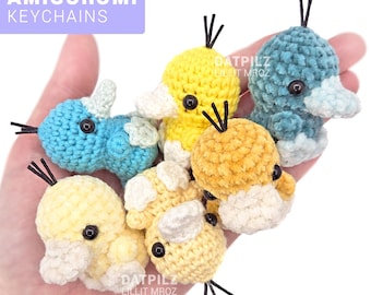 Mini Pokket Monster Amigurumi Duck - Handmade Crochet Figure - Keychain