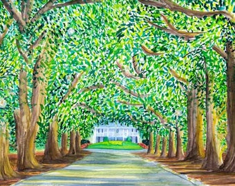 Magnolia Lane CANVAS PRINT- Augusta Golf - Watercolor