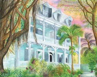Key West Watercolor Painting giclee print
