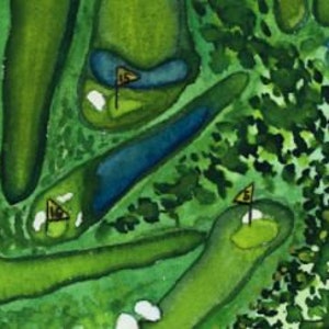 The Masters Tournament Golf Course Map, Watercolor, Giclee Print image 2