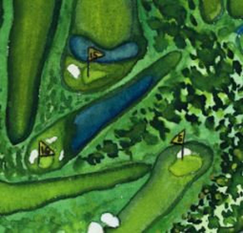 The Masters Tournament Golf Course Map, Watercolor, Giclee Print image 2