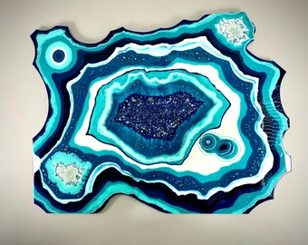 Custom XL Geode Wall Art, double or triptych mural.