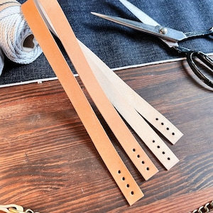Sewn handles for making handmade bags, vegetable tanned leather straps for knitting and crochet baskets, bag, 70x2 cm replacement sewn strap
