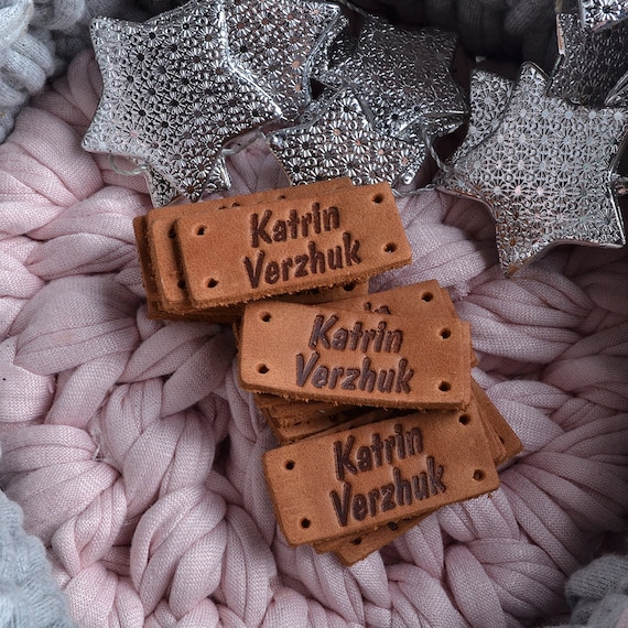  Personalized Leather Tag - Hand Made Mod. D - Knit or