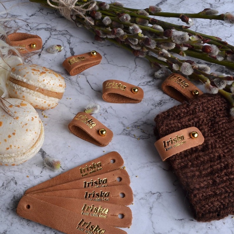 Personalised Leather tags, rivet tags, Labels for knitting, no stitch tag, Custom Leather Labels, My logo labels, leather patch, custom tags