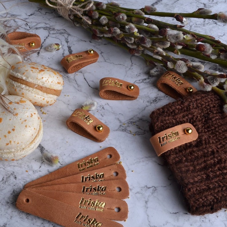 Personalised Leather tags, rivet tags, Labels for knitting, no stitch tag, Custom Leather Labels, My logo labels, leather patch, custom tags 