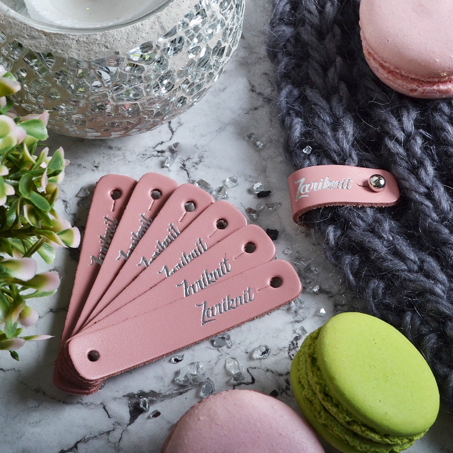 Personalised Leather tags rivet tags Labels for knitting no Etsy