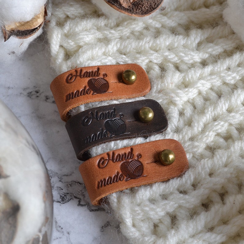 Handmade tags Knitting Tags Crochet Labels Leather tags Etsy