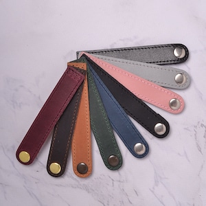Leather bag clasp for knitting, flap for shell bag, flap with button fastener,  sewing fastener, sew on leather snap, buckle clasp, black