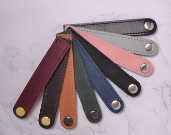 Leather bag clasp for knitting, flap for shell bag, flap with button fastener,  sewing fastener, sew on leather snap, buckle clasp, black