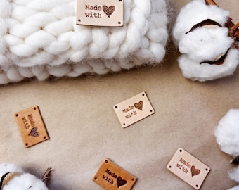 Aangepaste leren labels voor kleding, gepersonaliseerde plantaardig gelooide leren labels met je eigen logo voor het breien en haken van handgemaakte items