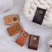 Custom faux leather tags with rivets, personalized labels with your own logo, tags for handmade items, for knitting and crochet,3x0.85 inch 