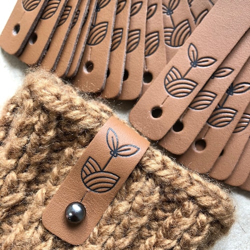 Personalized Leather Tags, Rivet Tags, Labels for Knitting, No