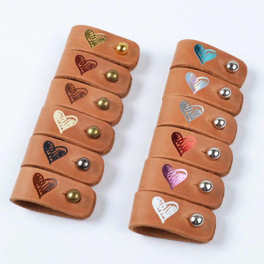 30pcs Handmade leather tags with rivets Customize sewing label for clothes  knitting Engraved Brand logo Crochet garment labels