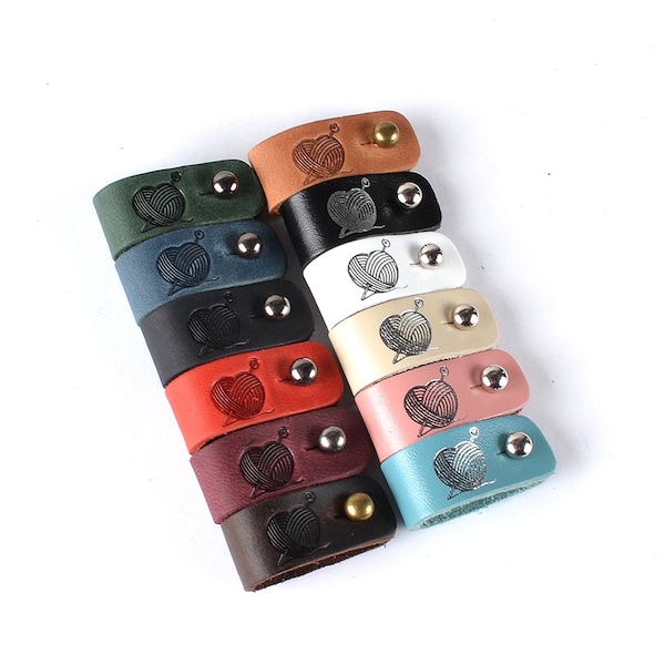 Handmade tags for knitting and crochet with yarn ball, Crochet tags, Leather labels, labels on rivets, tags for crochet, tags for handmade