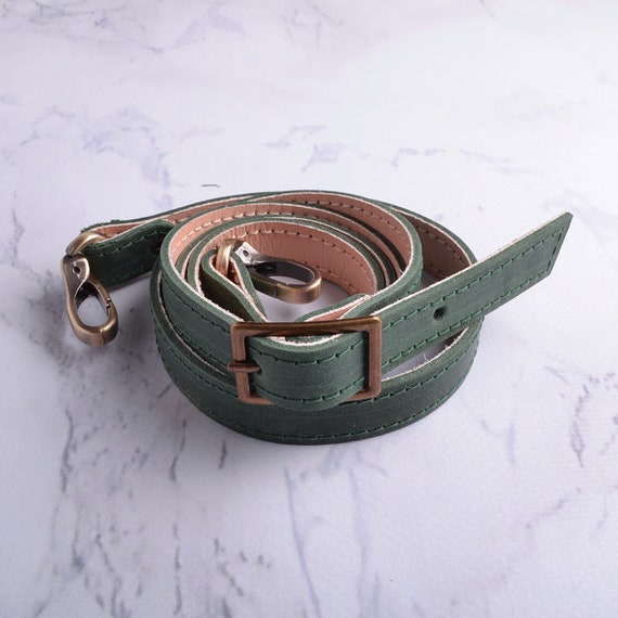 Leather belt with adjustable and carbines for knitting bags | Etsy