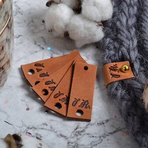 Personalised Leather tags, rivet tags, Labels for knitting, no stitch tag, Custom Leather Labels, My logo labels, leather patch