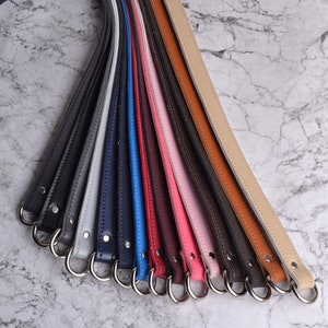 Handle for a bag with metal half-rings 40x1.5 cm. Faux leather Bag Purse Strap, Belt Replacement with Lobster Clasp, Shoulder Purse handle