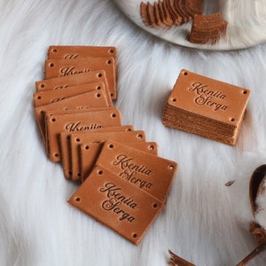 Étiquettes avec logo personnalisé pour tricot, étiquettes en cuir cousues 3x2 cm, étiquettes rectangulaires colorées personnalisées pour crochet et tricot, étiquettes personnalisées