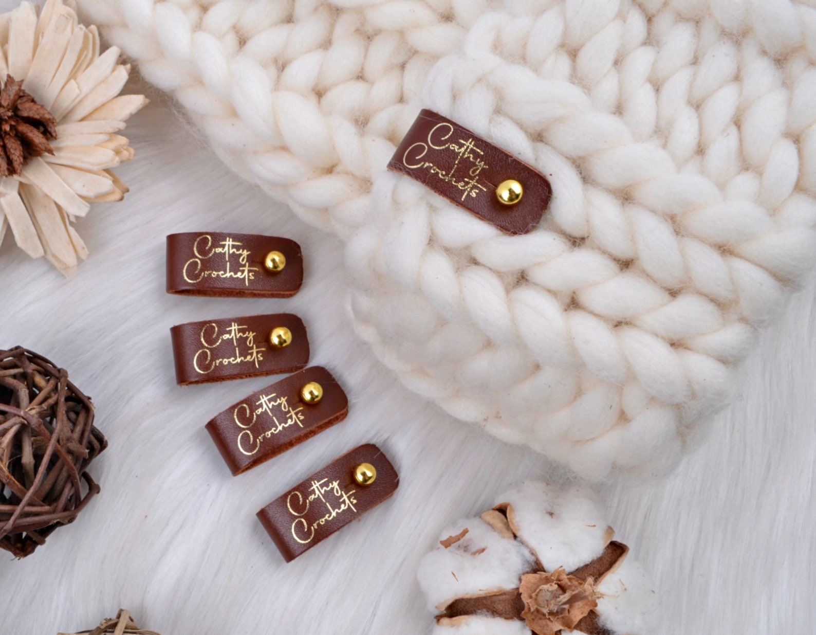 Personalised Leather Tags Rivet Tags Labels for Knitting No Etsy