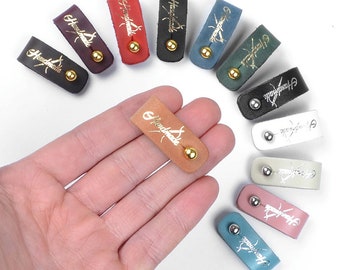 Handmade tags, Knitting Tags, Crochet Labels, Leather tags, Leather labels, Tag with rivets label for crochet items custom tags for handmade